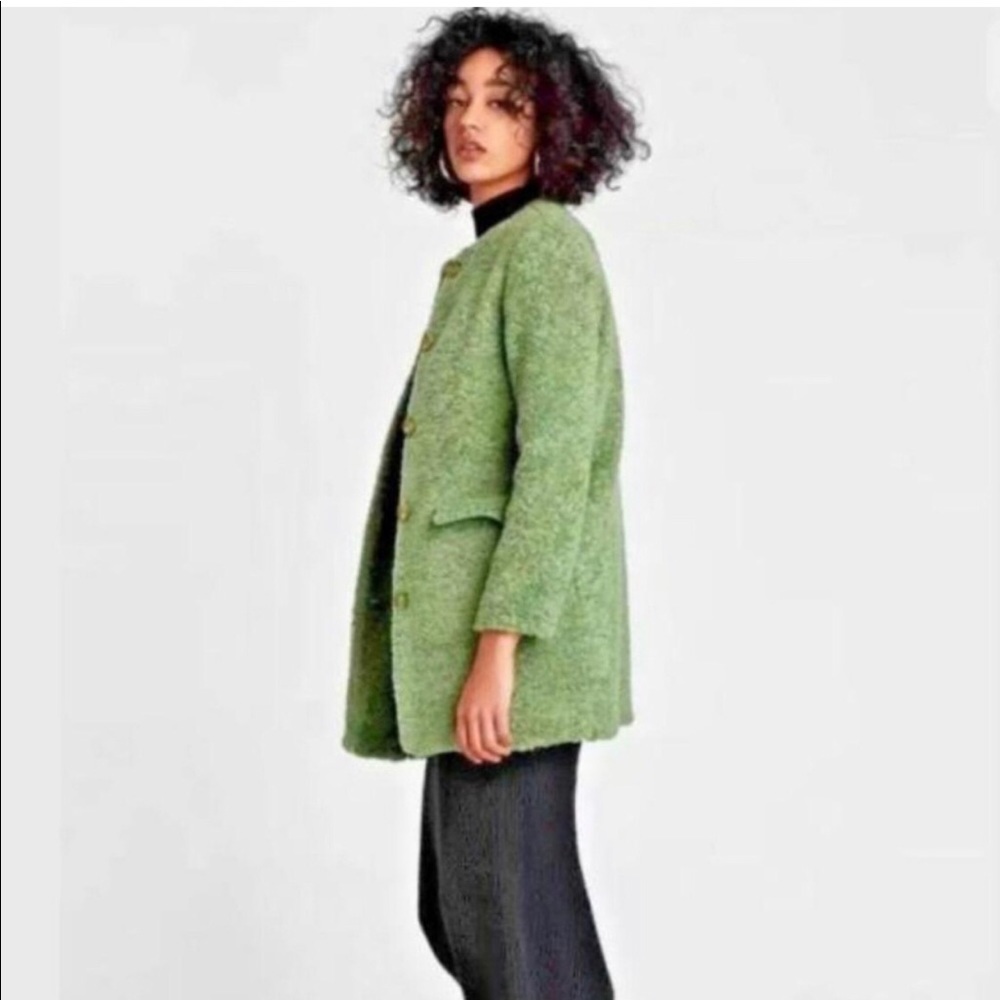 Zara light green Sherpa coat